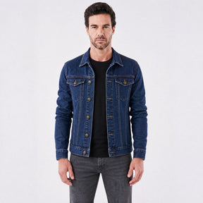 Jaqueta Jeans Masculina Trucker Clássica com Bolsos no Peito azul
