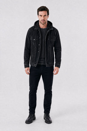 Jaqueta Jeans Masculina Trucker Essentials com Capuz