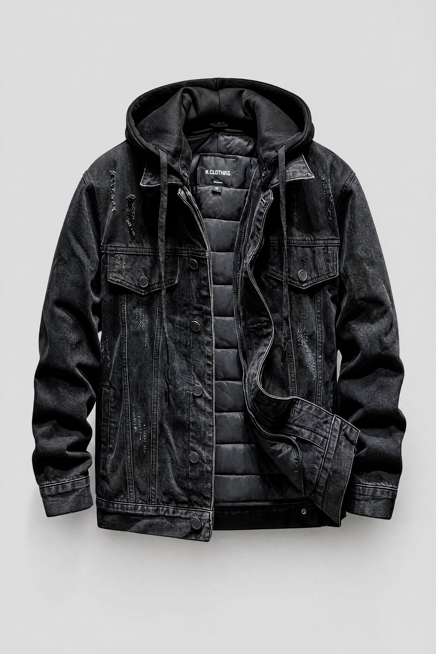 Jaqueta Jeans Masculina Trucker Essentials com Capuz