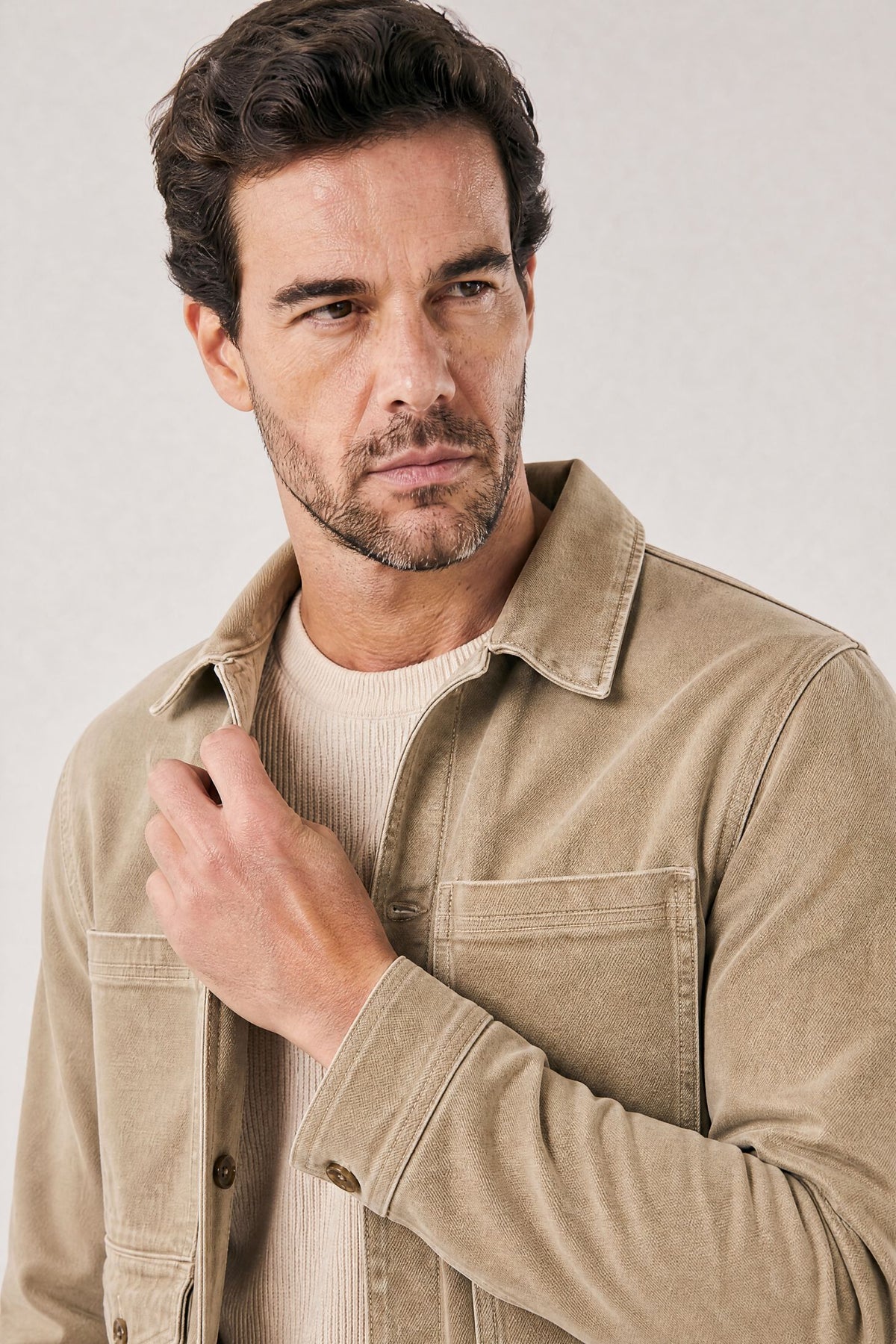 Jaqueta Jeans Masculina em Cáqui