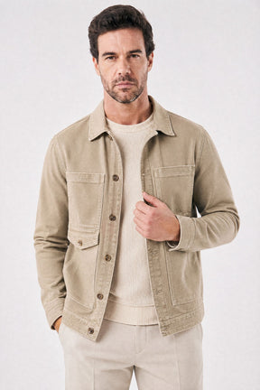 Jaqueta Jeans Masculina em Cáqui