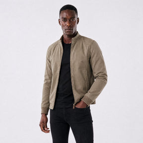 Jaqueta Masculina Bomber Atemporal com Gola Estruturada cáqui