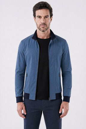 Jaqueta Masculina Bomber com Forro Xadrez Clássico azul