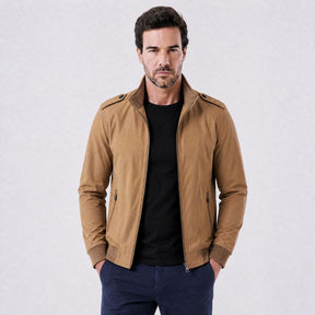 Jaqueta Masculina Bomber com Forro Xadrez Clássico cáqui