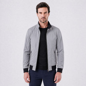 Jaqueta Masculina Bomber com Forro Xadrez Clássico cinza