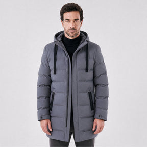 Jaqueta Masculina Puffer Longa Impermeável com Capuz