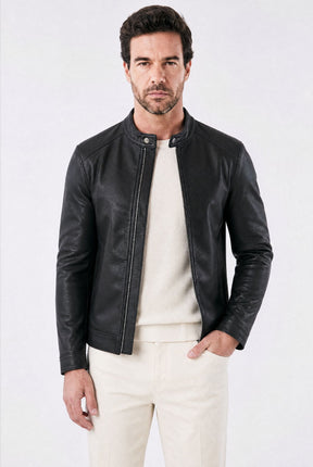 Jaqueta Masculina de Couro Slim Biker