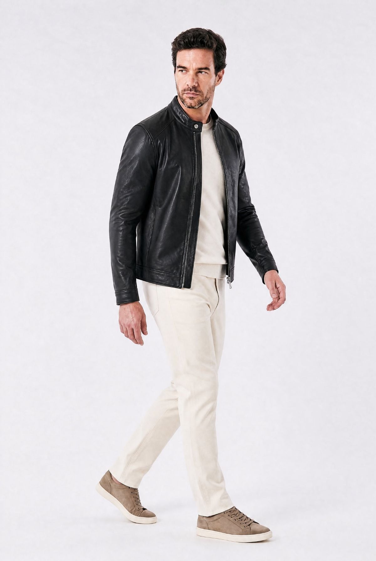 Jaqueta Masculina de Couro Slim Biker