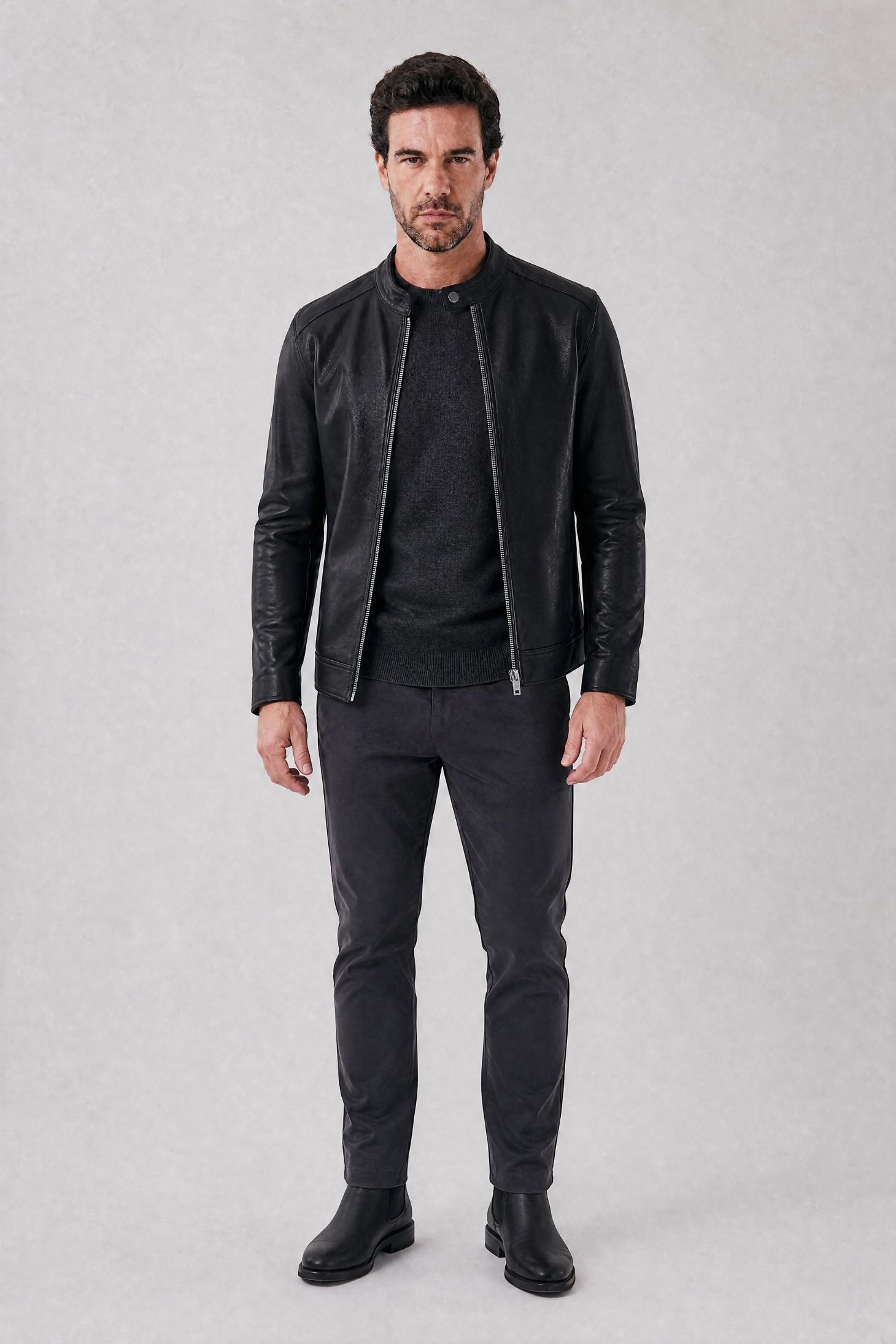 Jaqueta Masculina de Couro Slim Biker