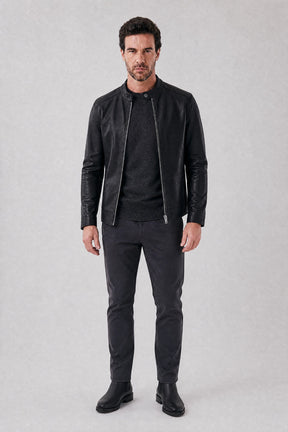 Jaqueta Masculina de Couro Slim Biker
