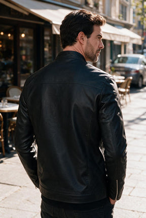 Jaqueta Masculina de Couro Slim Biker