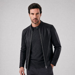 Jaqueta Masculina de Couro Slim Biker