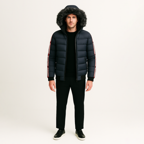 Jaqueta Puffer Masculina Capuz Forrado Fiorinni - azul