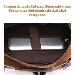 Mochila Executiva de Lona com detalhes em Couro Fiorinni