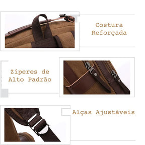Mochila Executiva de Lona com detalhes em Couro Fiorinni
