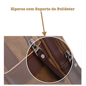 Mochila Executiva de Lona com detalhes em Couro Fiorinni