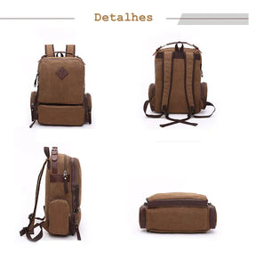 Mochila Executiva de Lona com detalhes em Couro Fiorinni