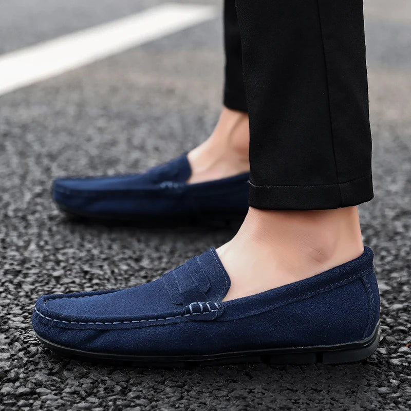 Sapato Mocassim Masculino de Camurça Fiorinni azul