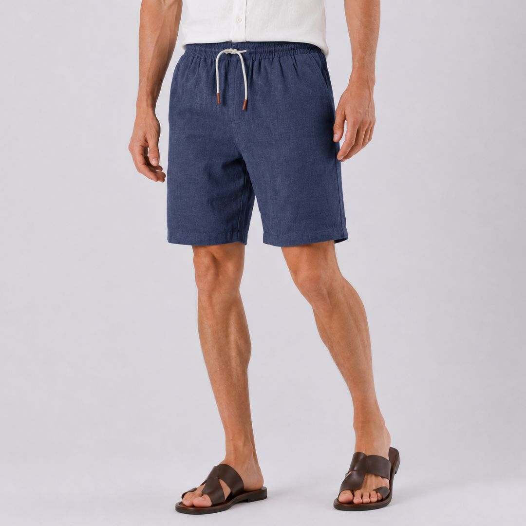 Short Masculinho em Linho Mykonos azul marinho