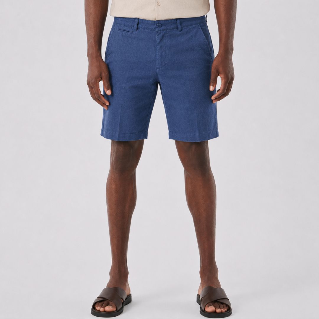 Short Masculino em Linho Winston azul marinho