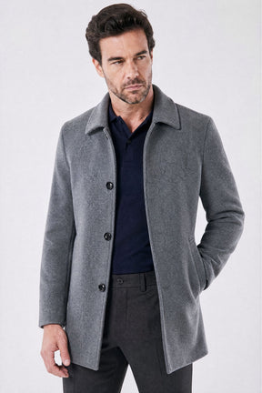 Sobretudo Masculino Curto De Lã Denmark
