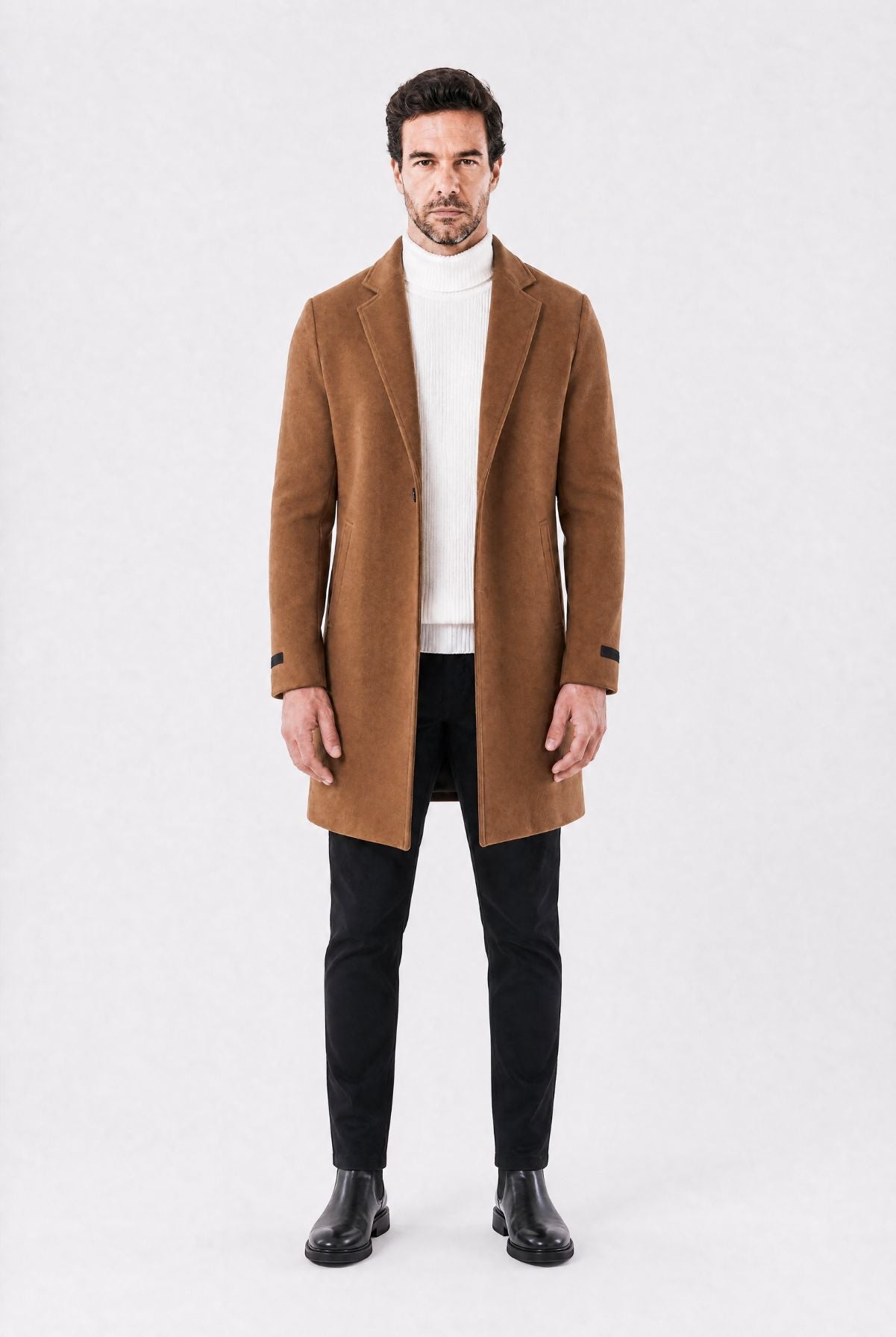 Sobretudo Masculino Médio com Lapela Notched Essentials