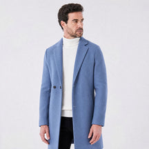 Sobretudo Masculino Médio com Lapela Notched Essentials azul