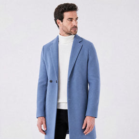 Sobretudo Masculino Médio com Lapela Notched Essentials azul