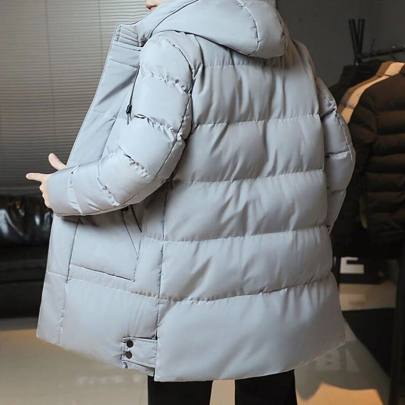 Sobretudo Masculino Puffer Fiorinni Manhattan Cinza - Costas