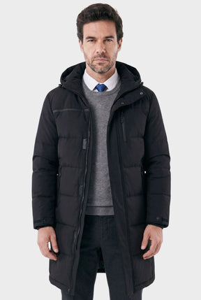 Sobretudo Masculino Puffer Longo com Capuz Jersey