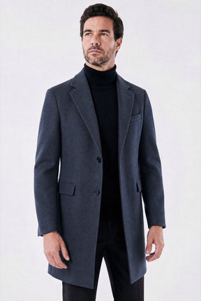 Sobretudo Masculino com Lapela Notched Estruturada
