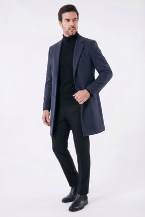 Sobretudo Masculino com Lapela Notched Estruturada