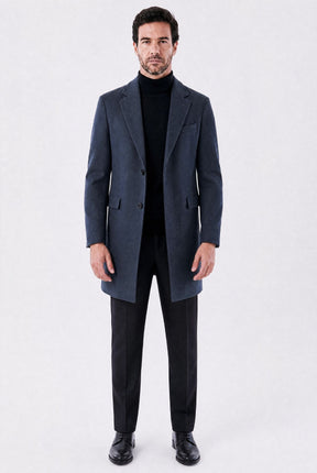 Sobretudo Masculino com Lapela Notched Estruturada