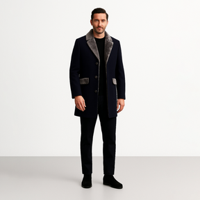 Sobretudo Masculino Com Botões Fiorinni Sagan - Azul