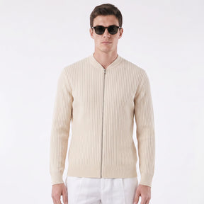 Suéter Masculino Casual com Fecho em Zíper bege