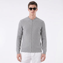 Suéter Masculino Casual com Fecho em Zíper cinza