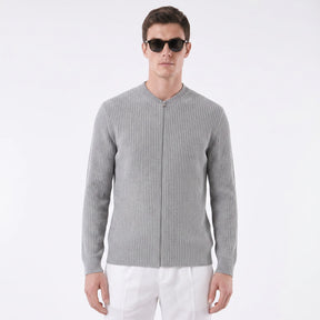 Suéter Masculino Casual com Fecho em Zíper cinza