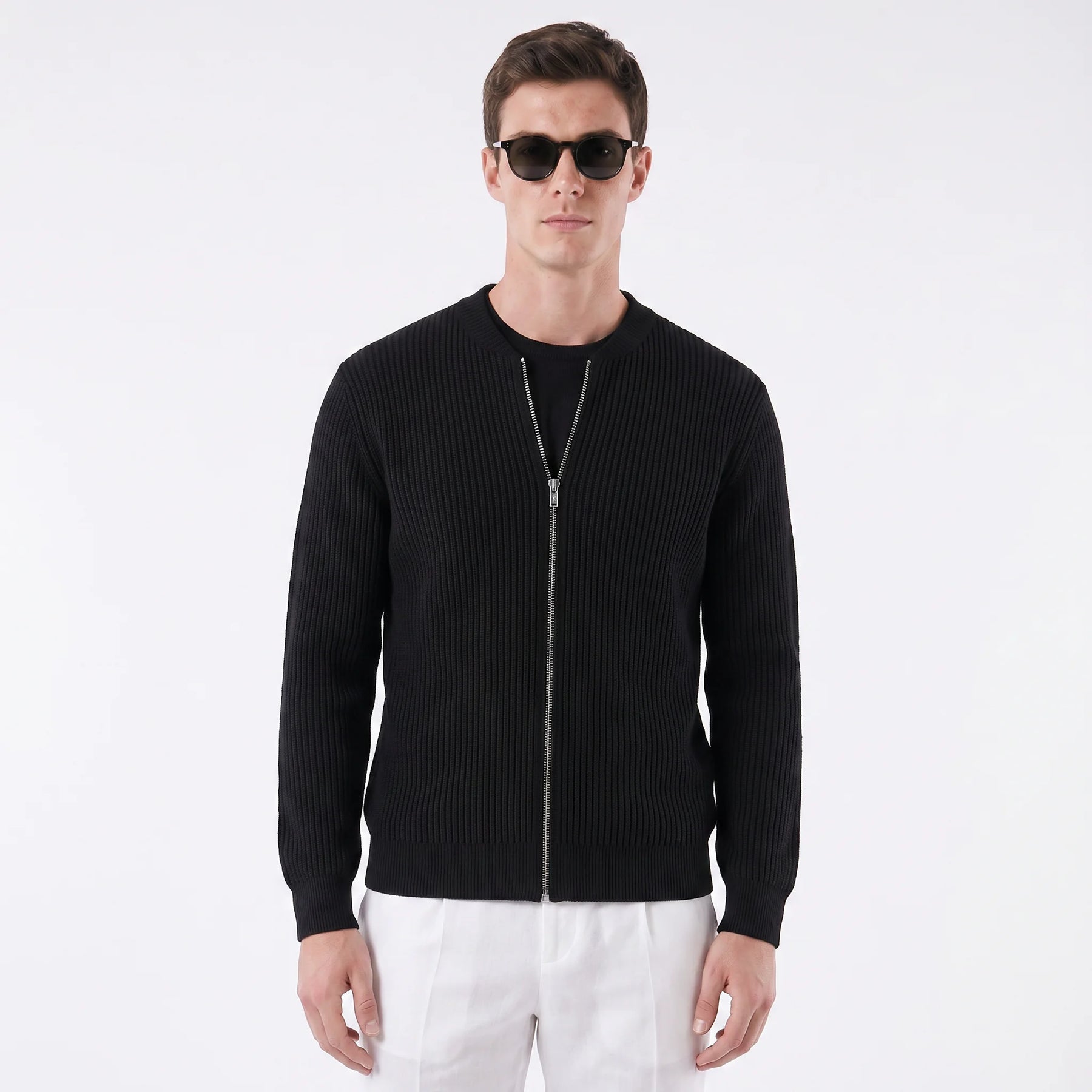 Suéter Masculino Casual com Fecho em Zíper preto