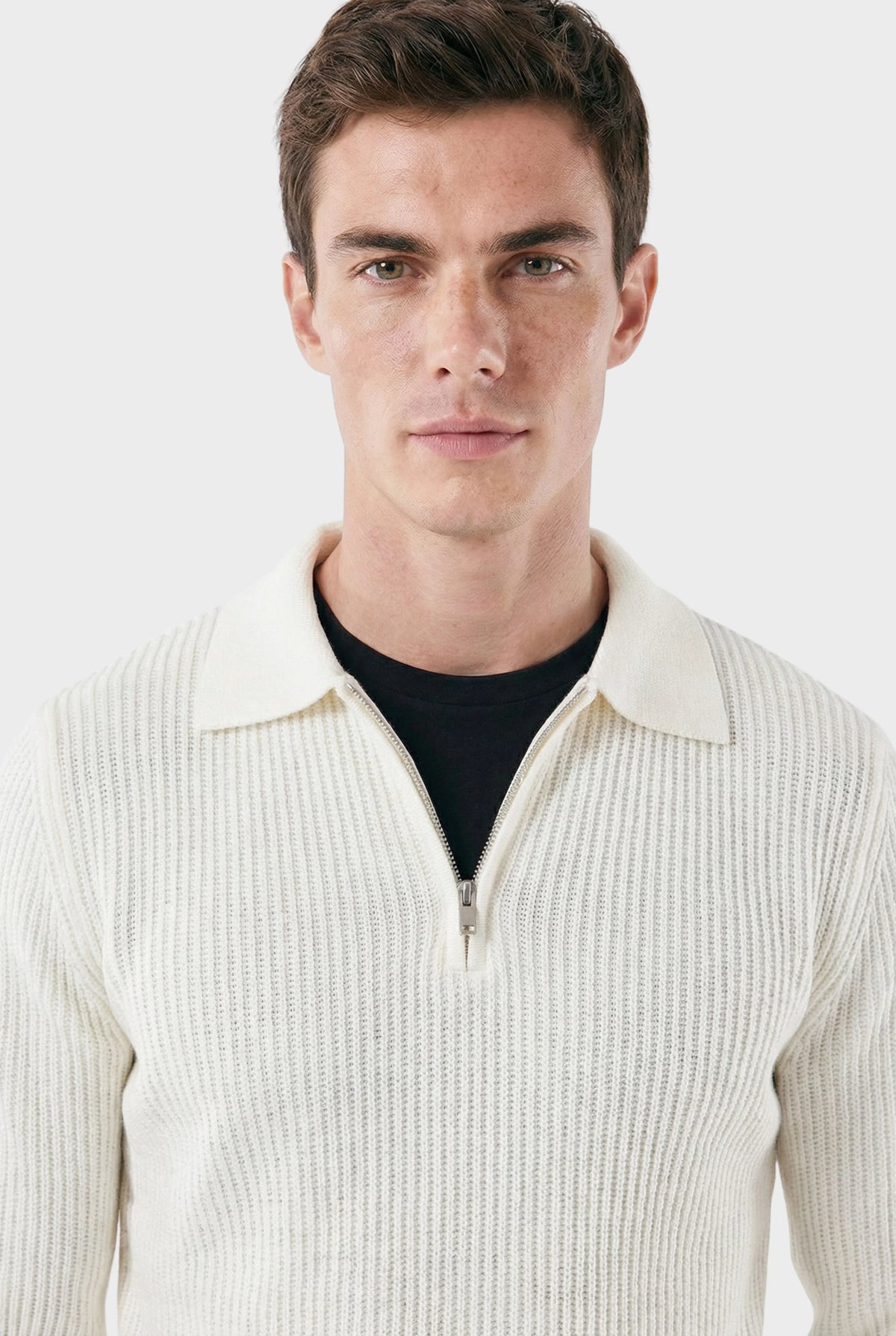 Suéter Masculino Casual Elegante Canelado Denmark close up