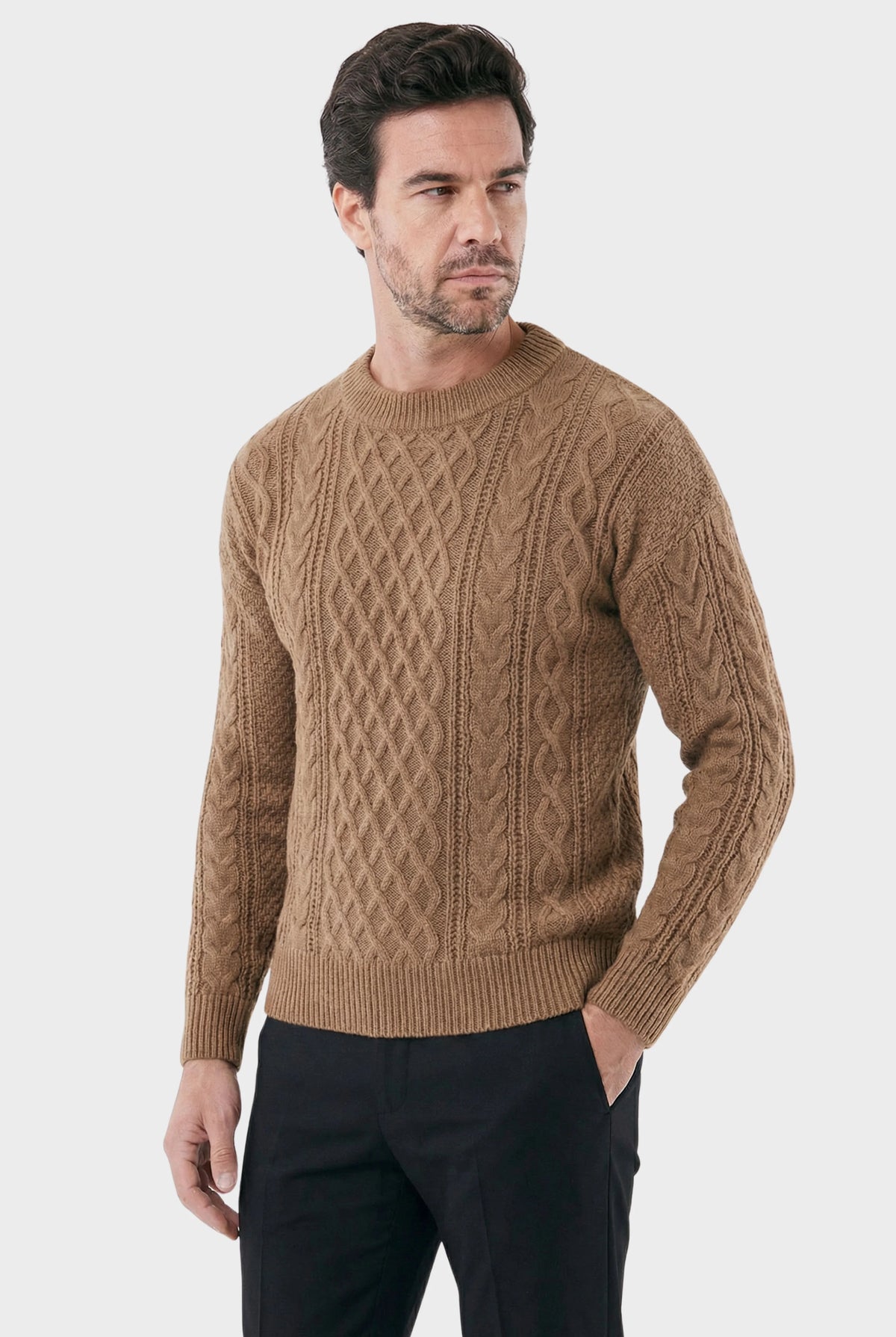 Suéter Masculino Casual Elegante com Bordado Duplo Noir