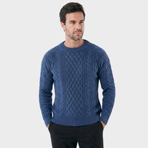 Suéter Masculino Casual Elegante com Bordado Duplo Noir azul