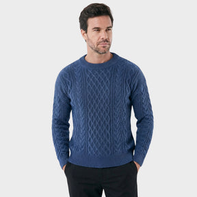 Suéter Masculino Casual Elegante com Bordado Duplo Noir azul