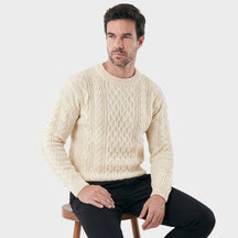 Suéter Masculino Casual Elegante com Bordado Duplo Noir bege