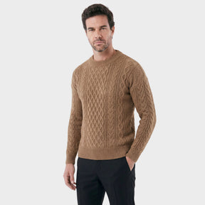 Suéter Masculino Casual Elegante com Bordado Duplo Noir caqui