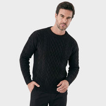 Suéter Masculino Casual Elegante com Bordado Duplo Noir preto