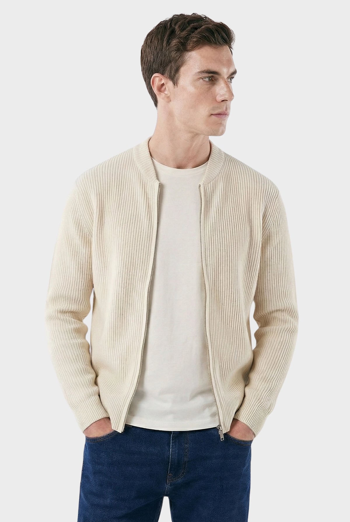 Suéter Masculino Casual Elegante com Fecho em Zíper