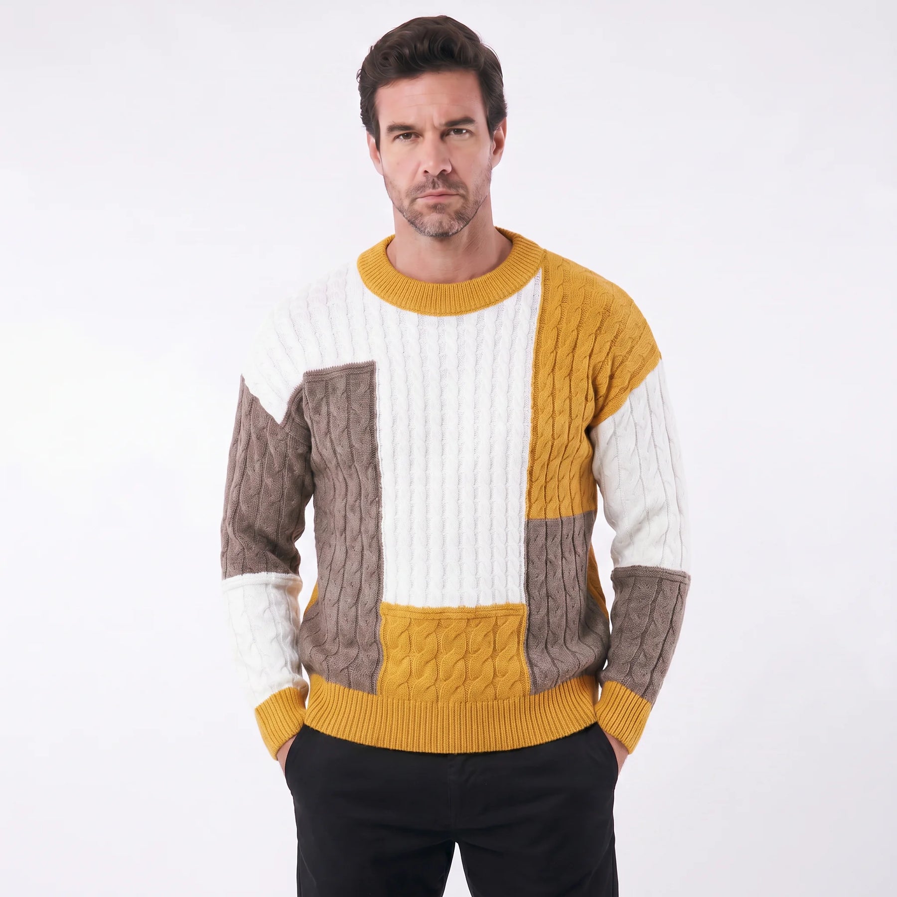 Suéter Masculino Casual em Tricô Leve Street amarelo