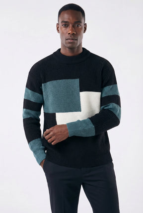 Suéter Masculino Oversized de Trama Geométrica Canelada