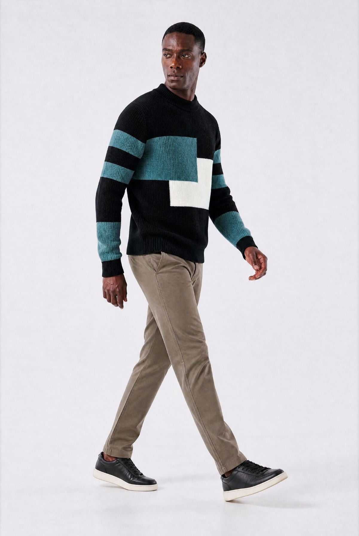 Suéter Masculino Oversized de Trama Geométrica Canelada