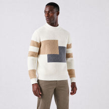 Suéter Masculino Oversized de Trama Geométrica Canelada off-white